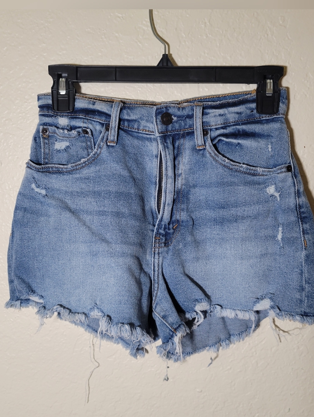 A&F | High Rise Distressed Shorts Cut Out Grunge Frayed Hem Curve Love Edgy 00